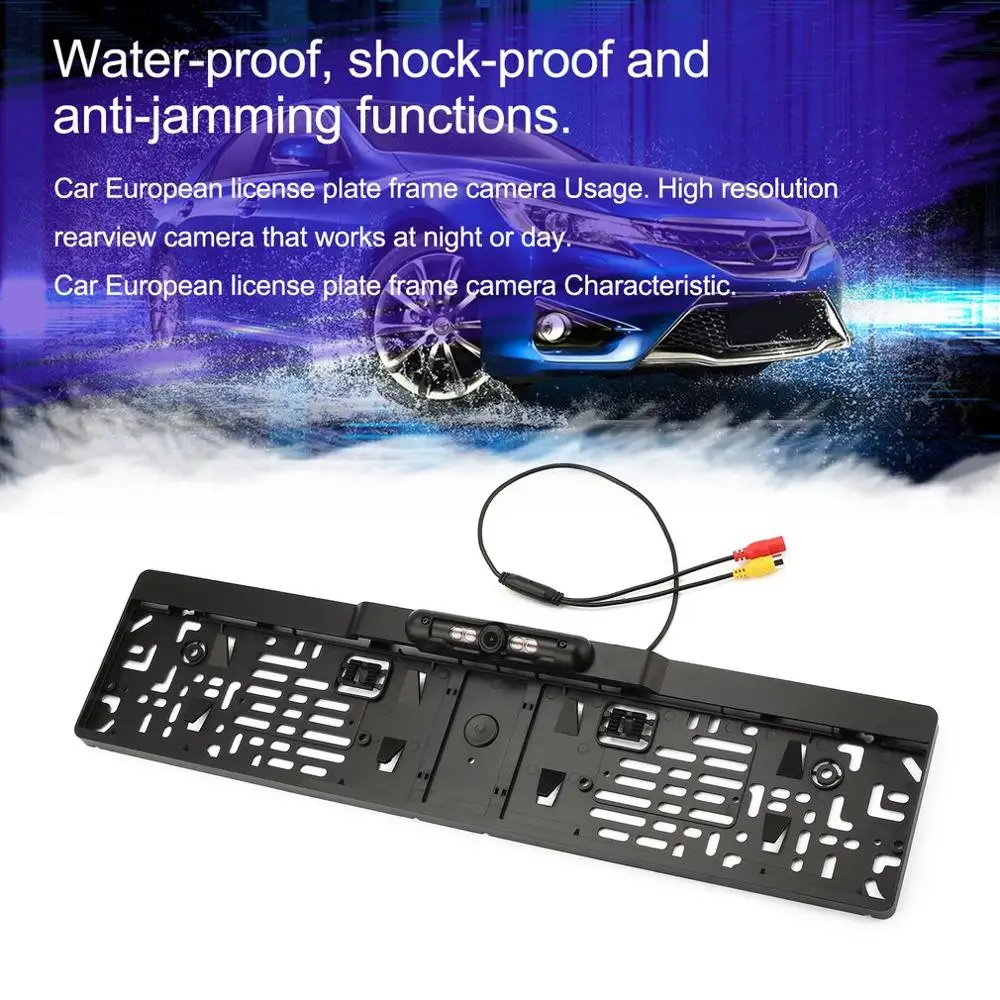 

European Car Licence Plate Rearview Camera with LED Lights + 4.3 Inch Monitor + Wireless Transmitter & Receiver