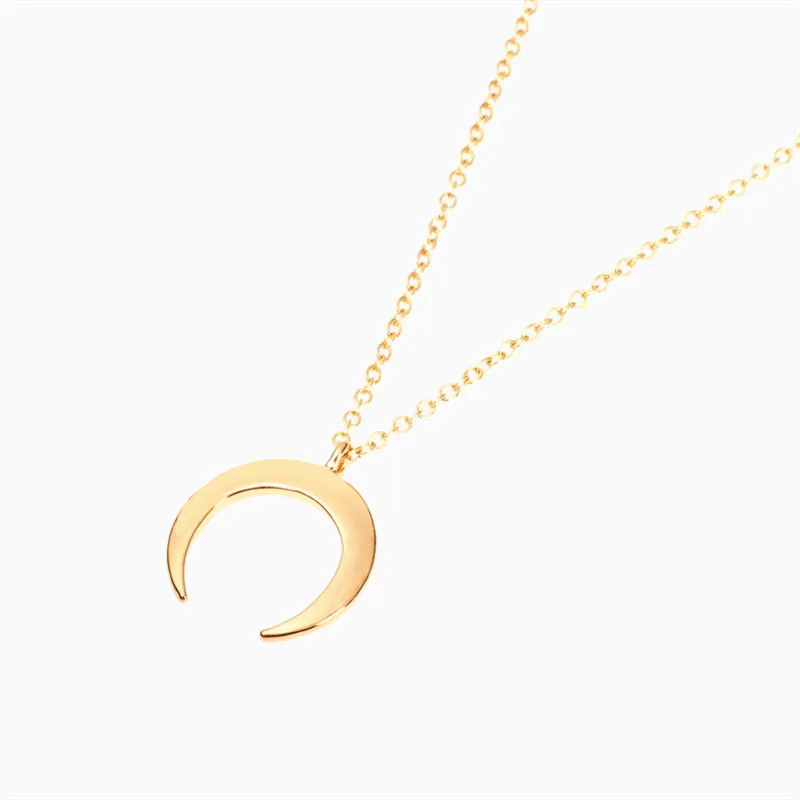 Горячая Распродажа, тонкое ожерелье с кулоном в виде Луны, ожерелье с подвеской в виде Луны, золотое, серебряное, металлическое, простое ожерелье в виде полумесяца, ювелирное изделие, подарок - Окраска металла: gold