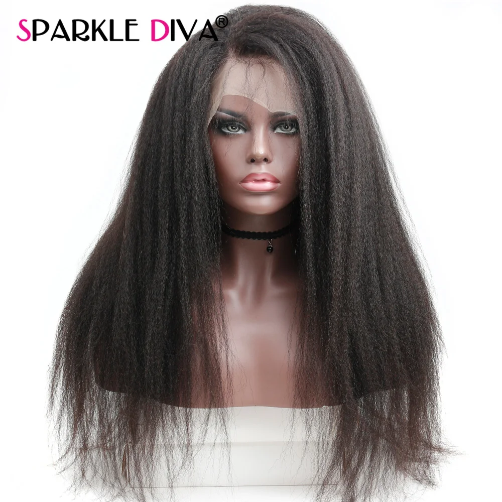 

Kinky Straight Wig Glueless 13*4 Lace Front Human Hair Wigs Pre Plucked 150% Indian Hair Remy Human Hair Wigs For Black Women