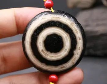 

Energy Tibetan Old Agate 2 Layer Buddha Eye Coin 2 Side dZi Bead Pendant Amulet Talisman Treasure Making Jewelry LKbrother