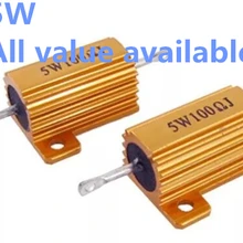 1 шт 5 Вт 100R 120R 180R 200R 300R 400R алюминиевый Мощность металлический корпус чехол с проволочной обмоткой резистор 100 120 180 200 300 400 Ом 5 Вт 5