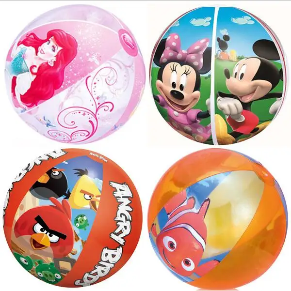INTEX PVC Inflatable Cute Carton Design Beach Ball for Kiddie, Water Play Floating Soft Ball Toy