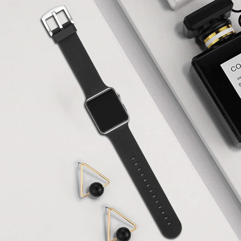

sport silicone strap for apple watch band 42mm 38mm 4/3/2/1 bracelet rubber watchband for iwatch correa 44mm 40mm wrist belt