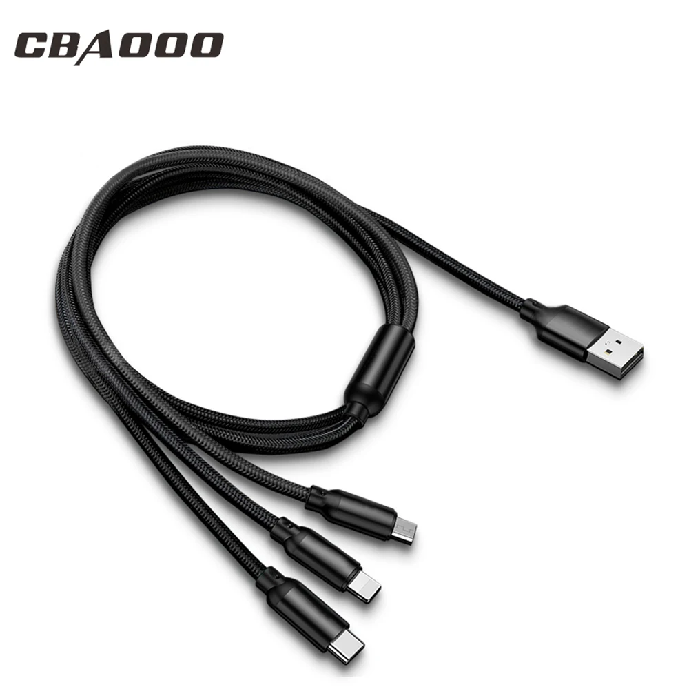 

1.2M Data Cable USB Fast Charging Cable Type C Micro USB Cable 3in1 and for iPhone X XR Samsung Xiaomi Android Phone USB Cord