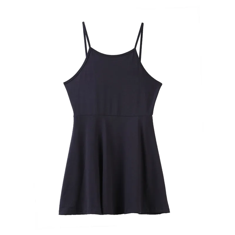 Round Neck Cross Straps Plain Casual Dresses