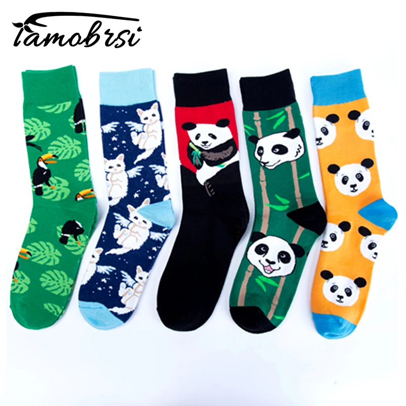 Crew Cool Cat Panda Bamboo Animal Premium мужские и женские сумасшедшие носки счастливые короткие мужские хлопковые поп сумасшедшие женские зимние теплые