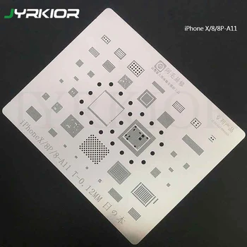 

Jyrkior For iPhone 8 8P X A11 0.12MM Multi-Function BGA Reballing Stencil Plant Tin Steel Net With CPU Holes
