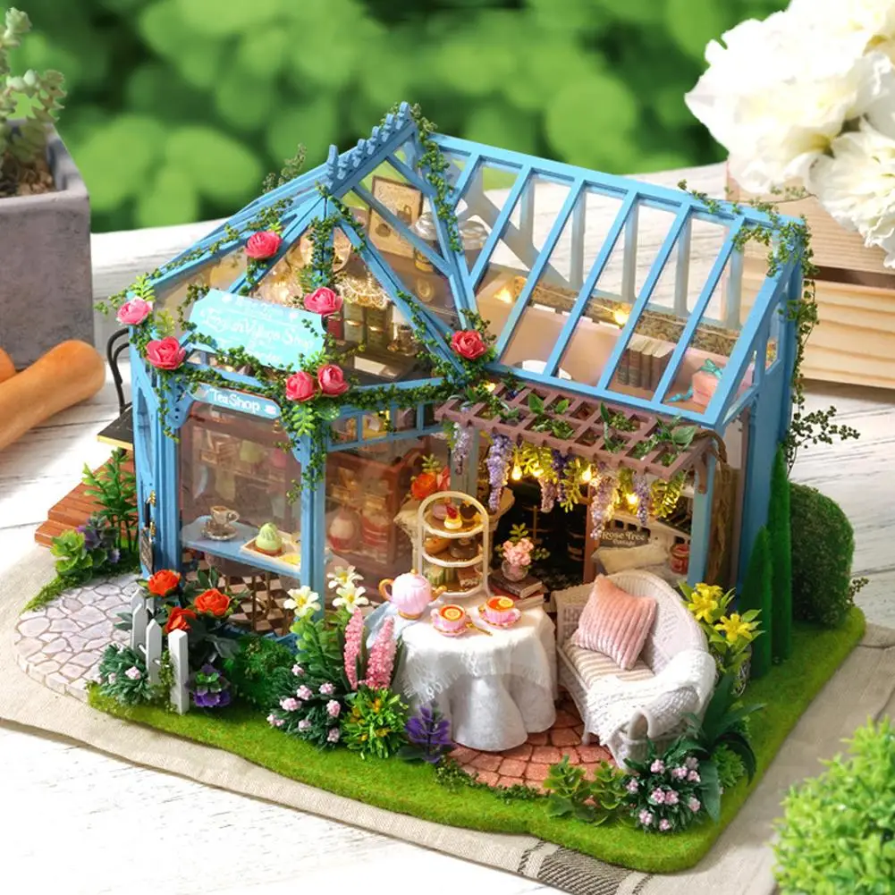 

Diy Fairy Tale Hut Rose Garden Tea House Handmade Construction Toys For Children Model Wooden Villa Creative Girl Gift