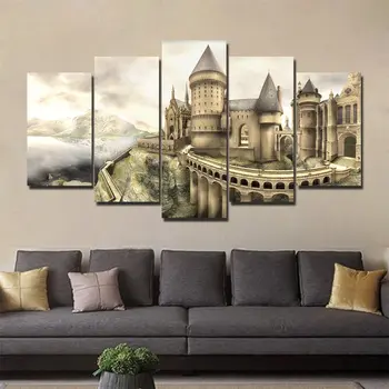 

5 Piece Canvas Retro Castle City View Poster Modern Home Decoration Paintings For Living Room Wall Laminas Decorativas Pared