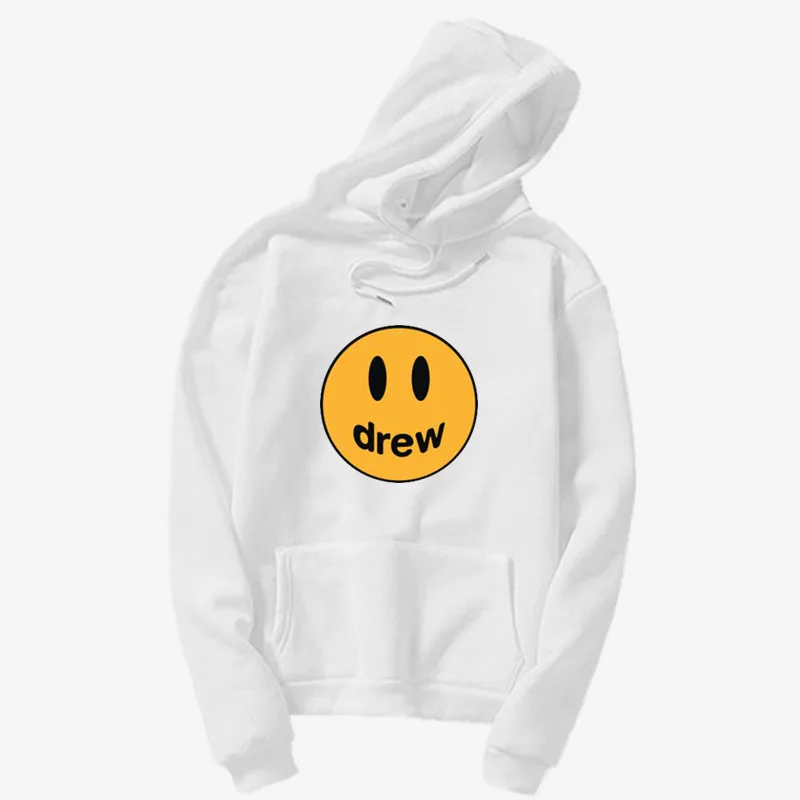 Drew Sweatshirt Drew House Justin Bieber Smiley-Face Clothing Hoodie, Hooded Sweatshirt for Justin Bieb - Color: white