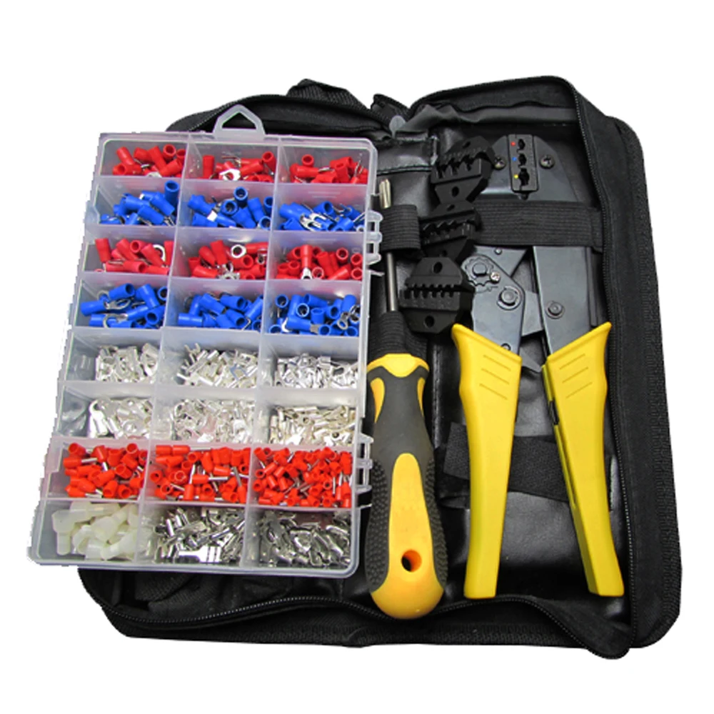 

Ratchet Crimping Tool Crimper Pliers Set with 1000pcs Pre-insulated Terminals Assortment Kit