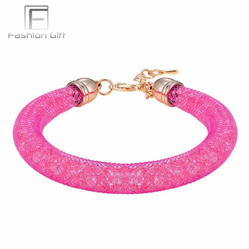 

Bohemia Pink Bracelet for Girls Women Adjustable Bracelets Gold Color Cuff Bangles Full Crystals Chain