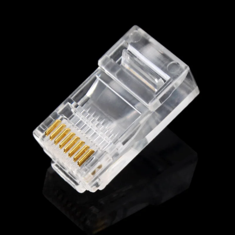 

Free Shipping Brand New 100PCS Crystal Head RJ45 CAT5 CAT5E Modular Plug Gold Plated Network Connector #647