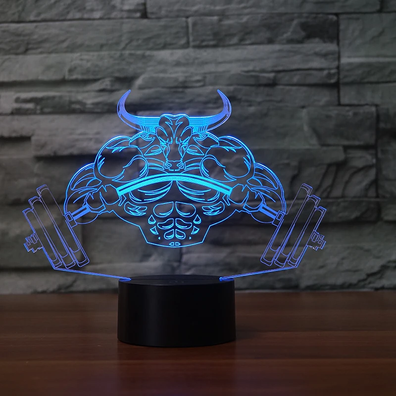 3d лампа для тяжелой атлетики демон 7 цветов Светодиодные ночные лампы детей
