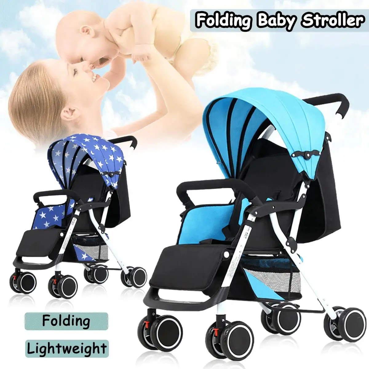 360°swivel wheel Baby Strollers for Ultra Lightweight Folding Can Sit