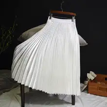 Осень Зима модная длинная Плиссированная юбка макси Женская одежда Jupe Femme размера плюс эластичная Женская юбка с высокой талией Faldas C4796