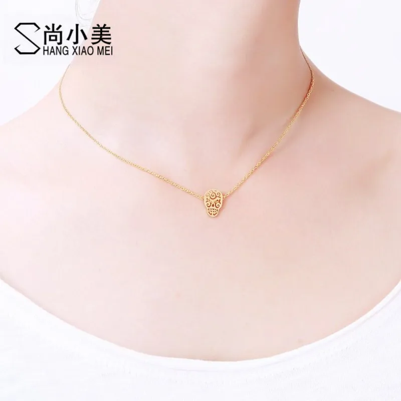 Mexican Cartoon Mask Sugar Skull Necklace for men woman font b Jewelry b font Mexico Gold