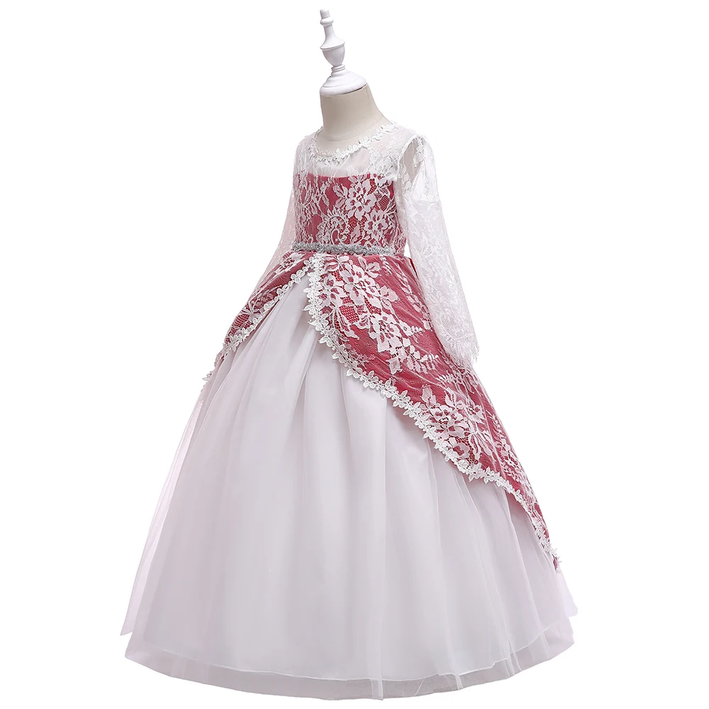 JaneyGao/Платья с цветочным узором для девочек для свадебной вечеринки, элегантное кружевное платье для девочек-подростков, пышное длинное