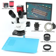 Simul фокальный Тринокулярный Стерео микроскоп 3.5X 7X 90X+ 13MP 720P HDMI VGA видеокамера ЖК-дисплей для ремонта пайки телефона
