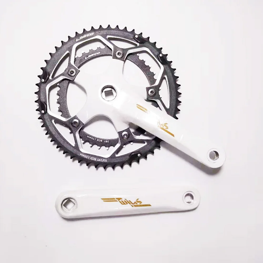 

Lasco Alloy Aluminum Bike Crankset 39-53T 130BCD 170mm Length White Color Bicycle Chain Wheel