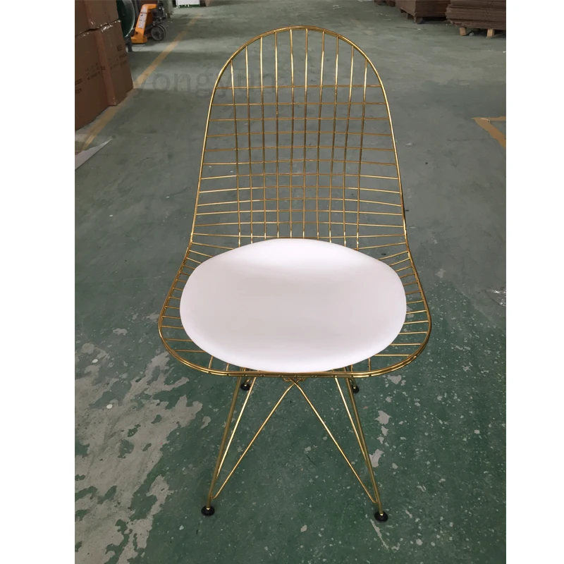 Мебель для столовой минималистичный современный обеденный стул классический провод стальная проволока боковое кресло Лофт кафе железные обеденные стулья золотого цвета