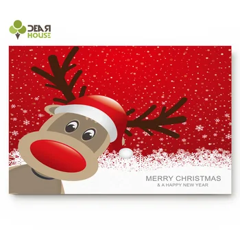 

Dear House Doormat Red Reindeer Hat Bathroom Mat Outside Waterproof Shoes Scraper Entryway Rug Home