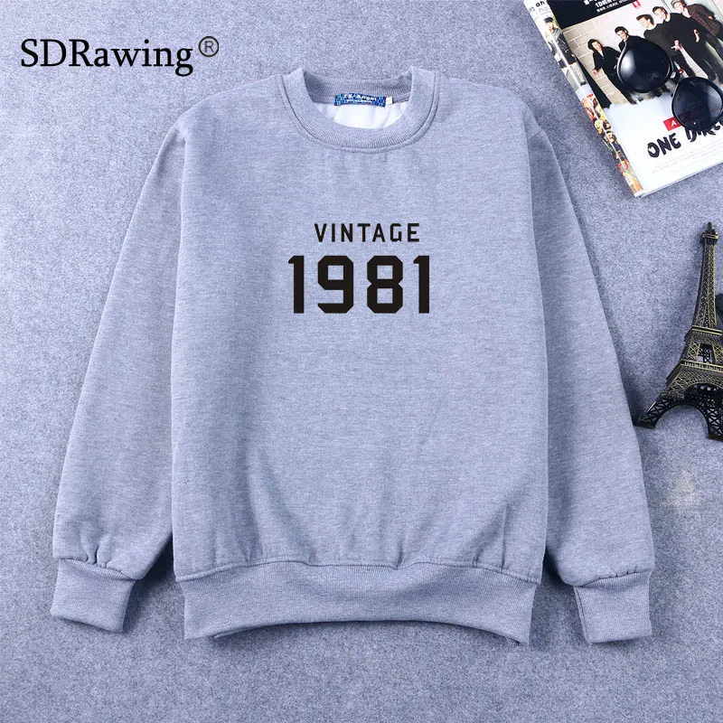 VINTAGE 1981 Letters Print Women Sweatshirts Cotton Casual Funny Sweatshirts For Lady Top Sweatshirts Hipster Drop Ship FA VINTAGE 1981 Letters Print Women Sweatshirts Cotton Casual Funny Sweatshirts For Lady Top Sweatshirts Hipster Drop Ship FA