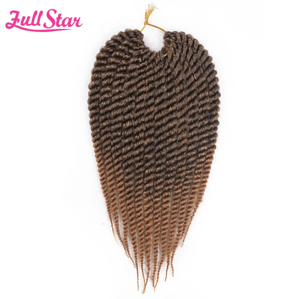 

Full Star Havana Mambo Twist Crochet Braids Synthetic Hair 1 pack 80g 12" 18" Black Ombre Brown 12 Roots African Hair Extensions