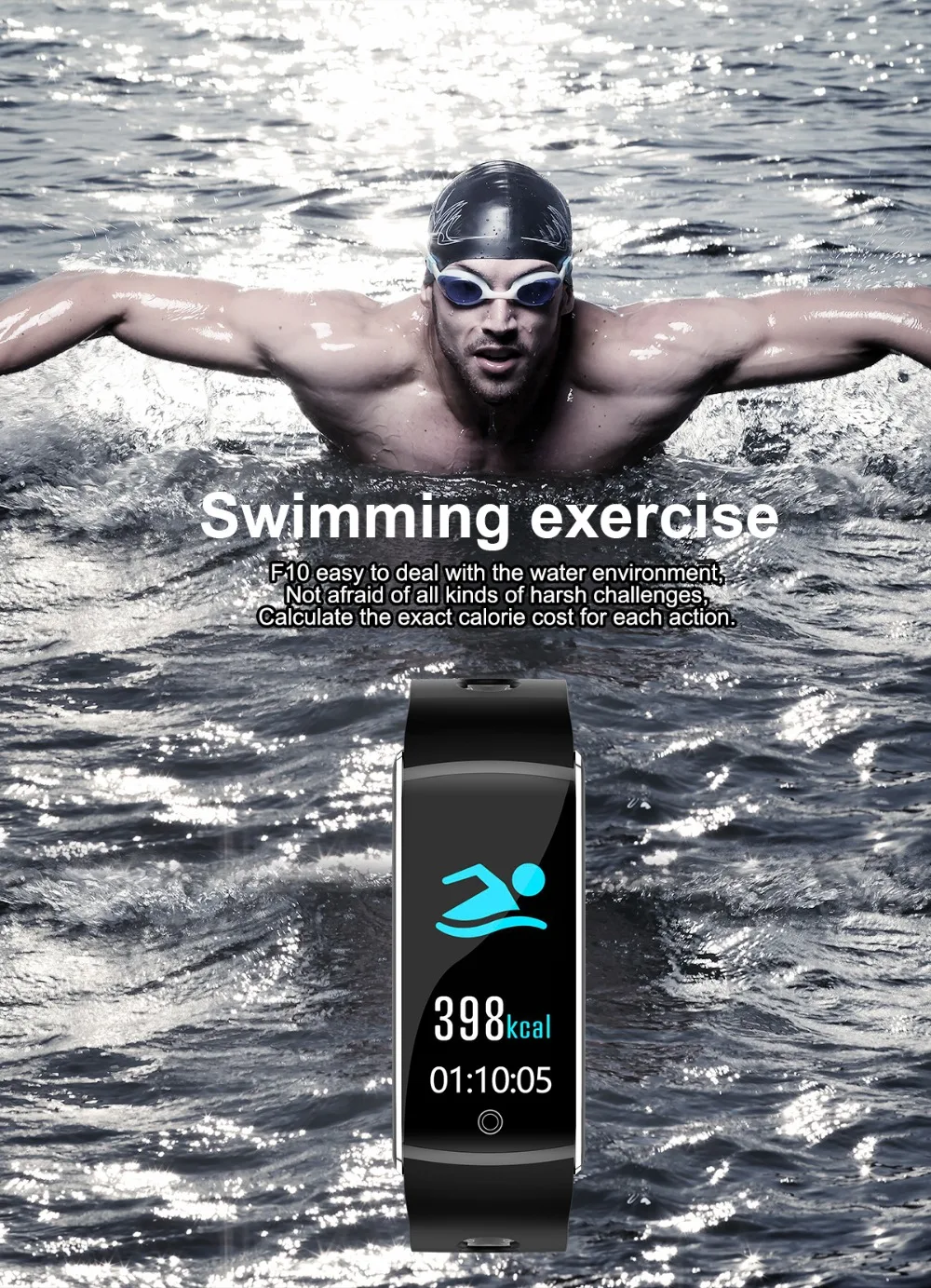 F10 Смарт-часы пульсометр кровяное давление кислород фитнес-трекер IP68 Водонепроницаемые плавательные Часы Android IOS для iphone 6 7 x P20