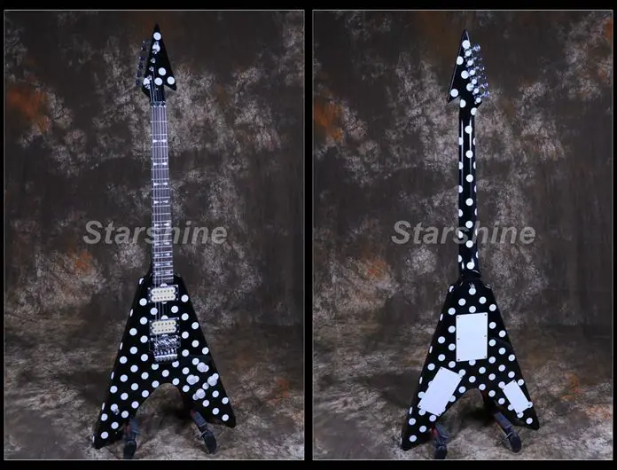 

Starshine XY-RBF Electric Guitar Floyd Rose Bridge White Dot Speicel V Shape Good Sound