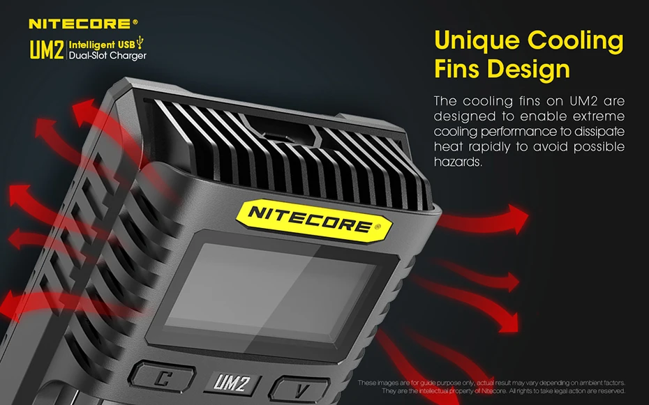 NITECORE UM2 Интеллектуальный двухслотовый ЖК-дисплей автоматически активирует и ремонтирует usb-зарядные устройства