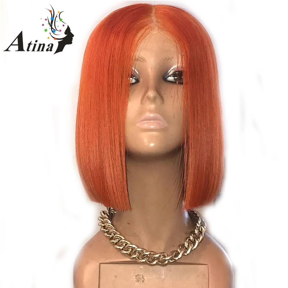 13x6 Diepe Deel Lace Front Oranje Menselijk Haar Gekleurde Pruiken Voor Vrouwen Remy Pre Geplukt Haar Korte Bob pruiken Met Baby Haar Atina 13x6 Diepe Deel Lace Front Oranje Menselijk Haar Gekleurde Pruiken Voor Vrouwen Remy Pre Geplukt Haar Korte Bob pruiken Met Baby Haar Atina