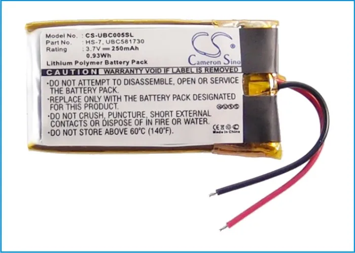 

Cameron Sino 250mAh Battery HS-7 UBC581730 for Ultralife UBC005 UBC581730 UBP005