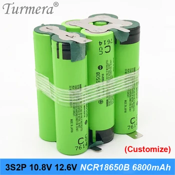

3s2P battery 18650 pack ncr18650b 6800mah 10.8v 12.6v welding solder battery for screwdriver tools battery customized battery