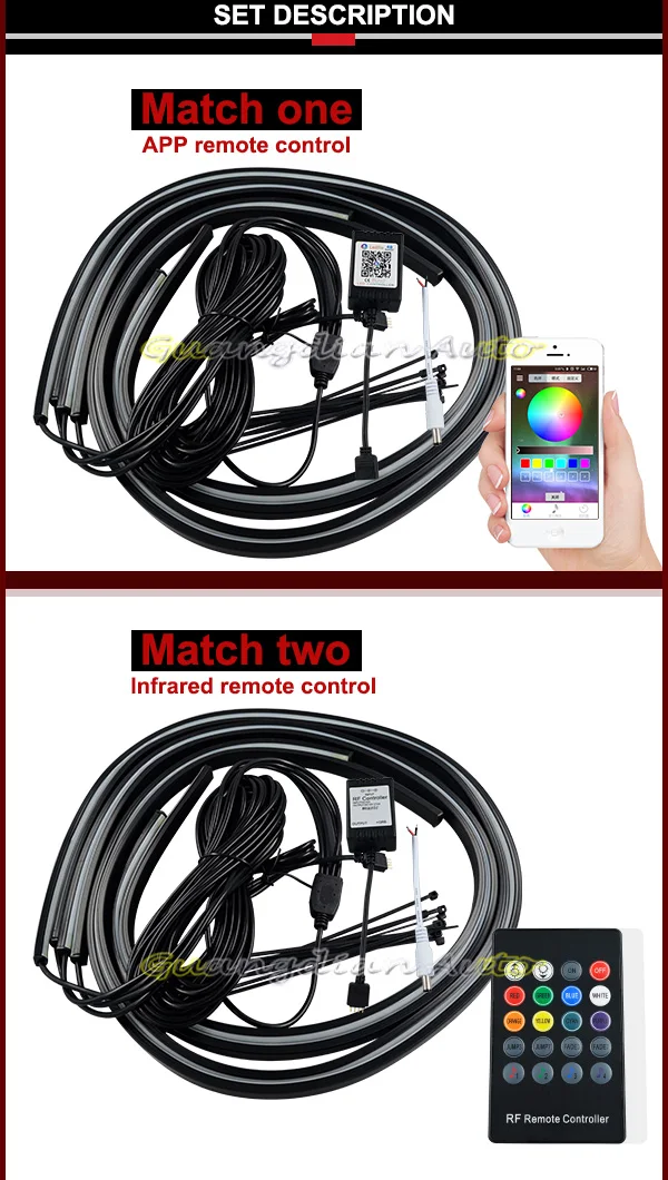 Luz com Fluxo Tcart Carro App Controle Tira Led Underbody Neon Auto Flash Agradável Flexível Luzes Frete Grátis 4 Pçs Rgb 5 tira led underbody carro neon auto luz