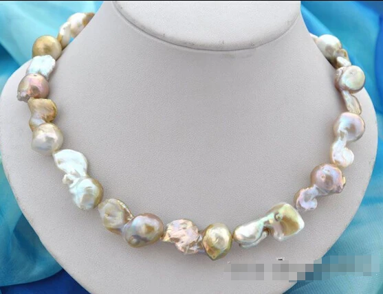

HOT## Wholesale > 18"30mm baroque gray lavender reborn keshi pearl necklace
