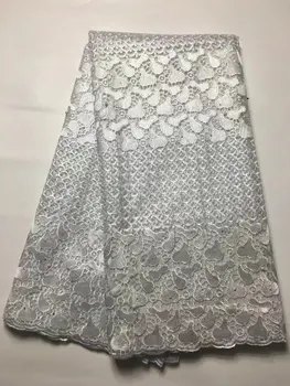 

Guangzhou African Lace Fabric With Beads African French Lace Fabric High Quality Embroidered Mesh Tulle Lace Fabric 5 Yards J5-5