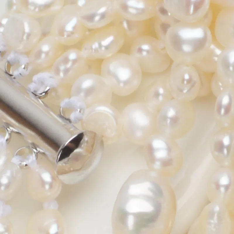 ASHIQI многослойный браслет из натурального пресноводного жемчуга для женщин, великолепные браслеты из 8 нитей, 4-10 мм, ювелирные изделия из жемчуга