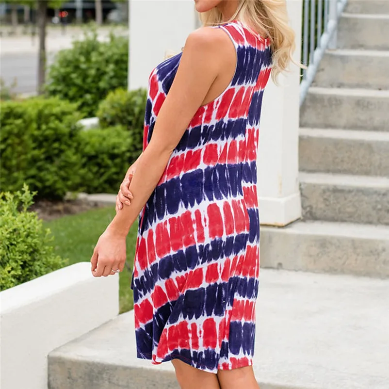 HOT sell Dress summer beach dress Loose Women's Casual Sleeveless Print Spin Me Round Floral Tank Shift Midi Dress robe J07#N (4)