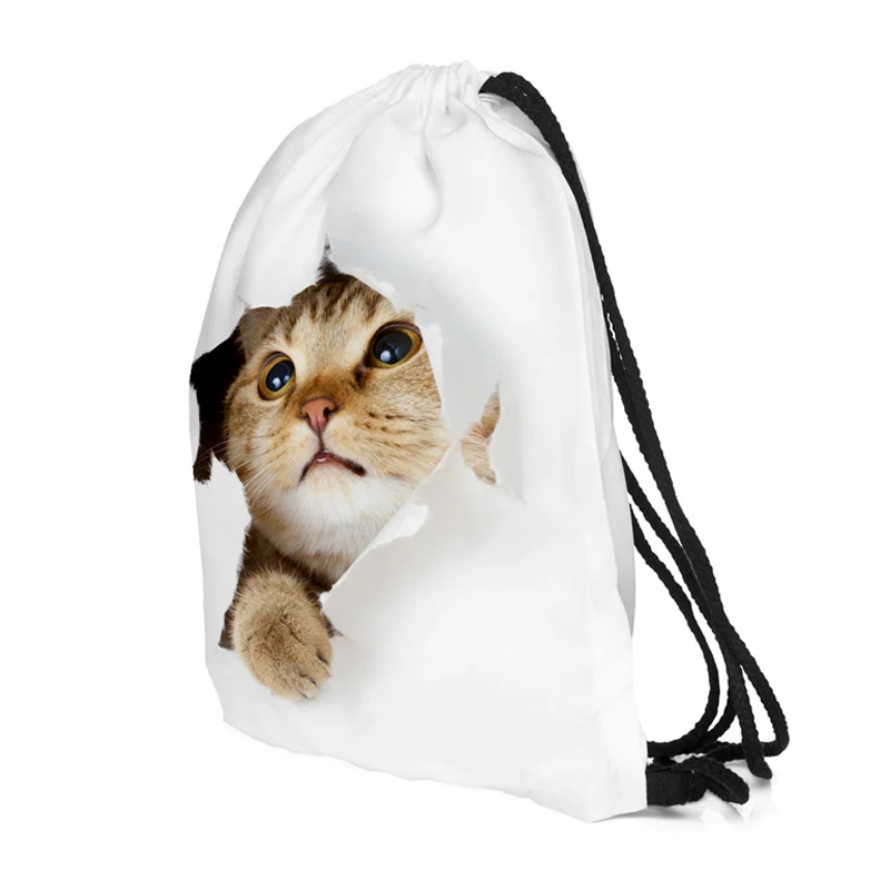 Lovely 3D Printed Unisex Backpacks bags Drawstring Rucksacks big Capacity Schoolbag for Young men& Women(brown