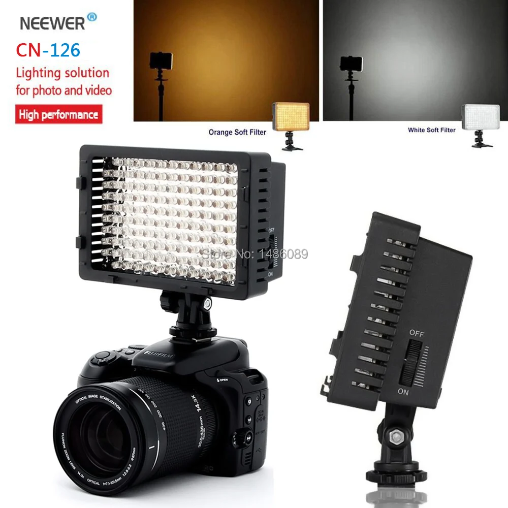 Neewer Cn 126 126 Led Video Light On Camera Light For Canon Sony Panasonic Camcorder Or Dlsr Camerasor Digital Video Camcorder Light Weapon Light Bulb Base Converterlight Aj Aliexpress