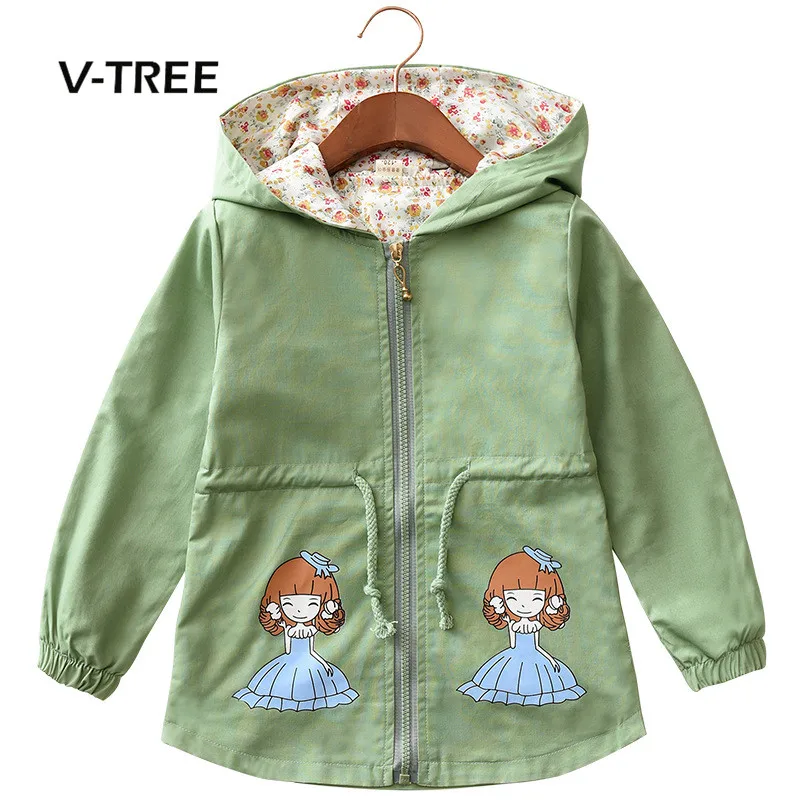 V-Tree осень-зима куртка для девочек, пальто для девочек мультфильм Толстовки для девочки; дети Тренчи для женщин одежда FO продать фабричная непосредственно верхняя одежда для детей