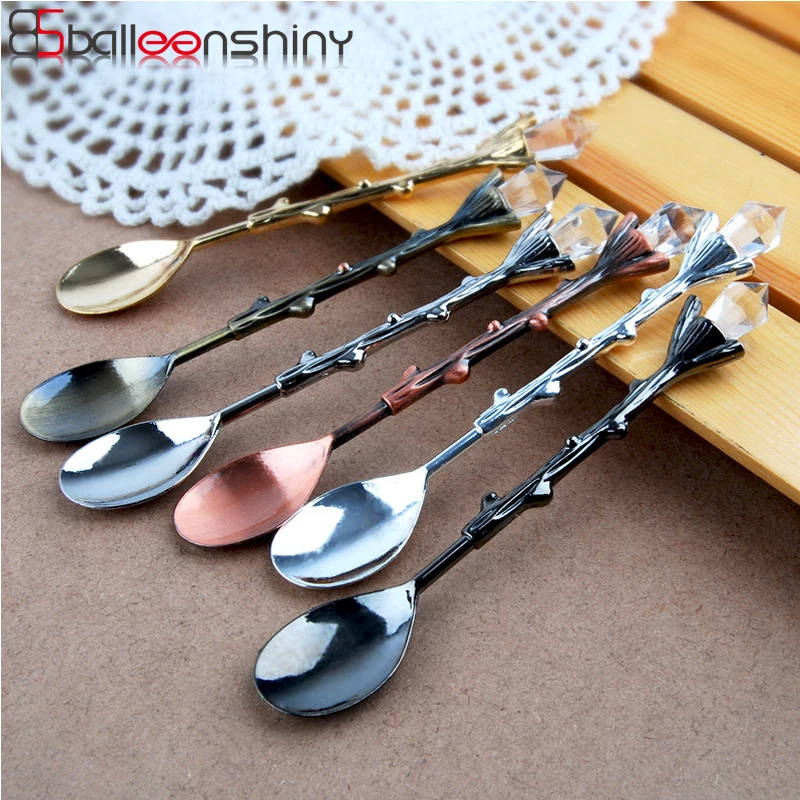 

BalleenShiny Alloy Dessert Spoon Forest Branch Cute Spoon Handle Domestic Tableware Stir Coffee Suger Teaspoon Decoration Gifts