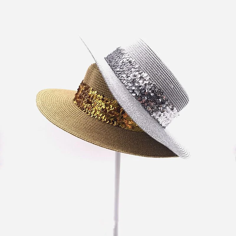 2019 летний топ на плоской подошве Chapeu Feminino Женская пляжная шляпа с блестящими пайетками с широкими полями модная женская Соломенная Сумка