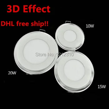 

3D Effect Light, FedEx shipping Round LED panel light 10w 15w 20w 3528 and 2835smd panel light downlight 10pcs/lot DHL Free