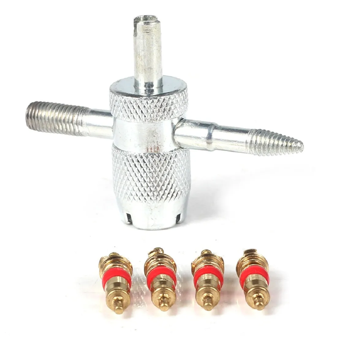 4 In 1 Tire Screwdriver Valve Stem Repair Tool For Car Truck Bicycle Tire With 4pcs Valve Cores Remover Installer 4-Way Tool 4 In 1 Tire Screwdriver Valve Stem Repair Tool For Car Truck Bicycle Tire With 4pcs Valve Cores Remover Installer 4-Way Tool