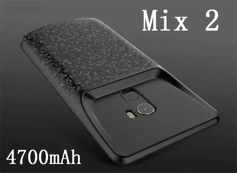 Neng External Cover Backup power bank Charging Capa For Xiaomi Mix2 2s Shockproof Battery Charger Case 5200mAhFor Xiaomi A2 Case - Color: For Mi Mix2 Black