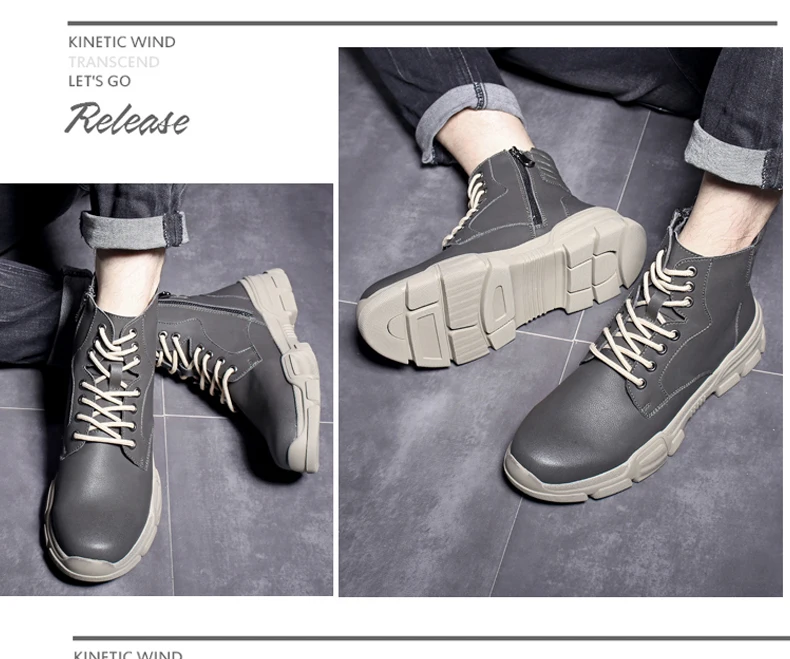 Men's Casual Motorcycle Ankle Boot Combat Leather Men Winter Boots Men Lace-up Desert Military Boots Mens Tactical Boots' Army (6)