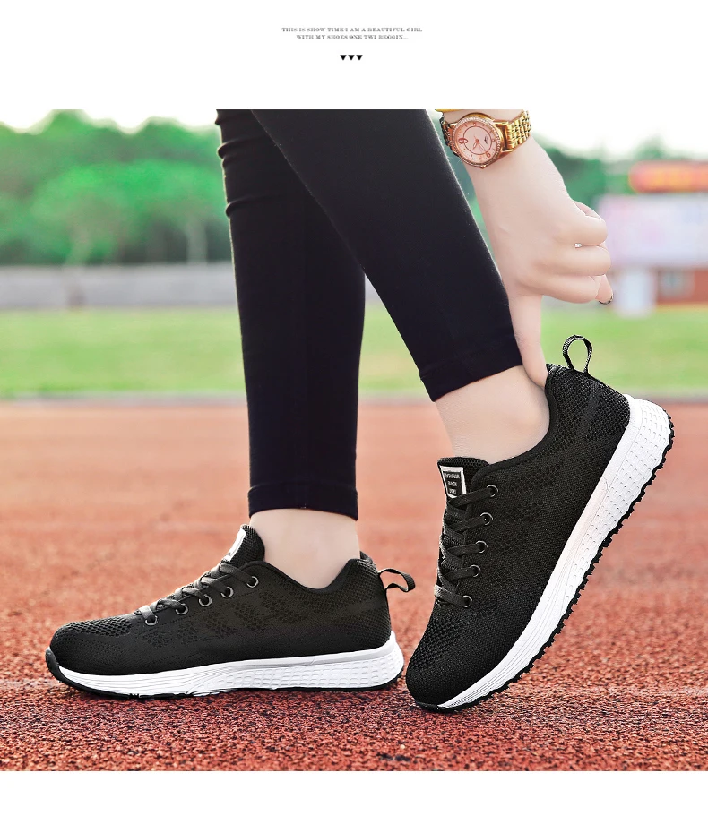 Breathable Walking Mesh Lace Up Flat Shoes Sneakers