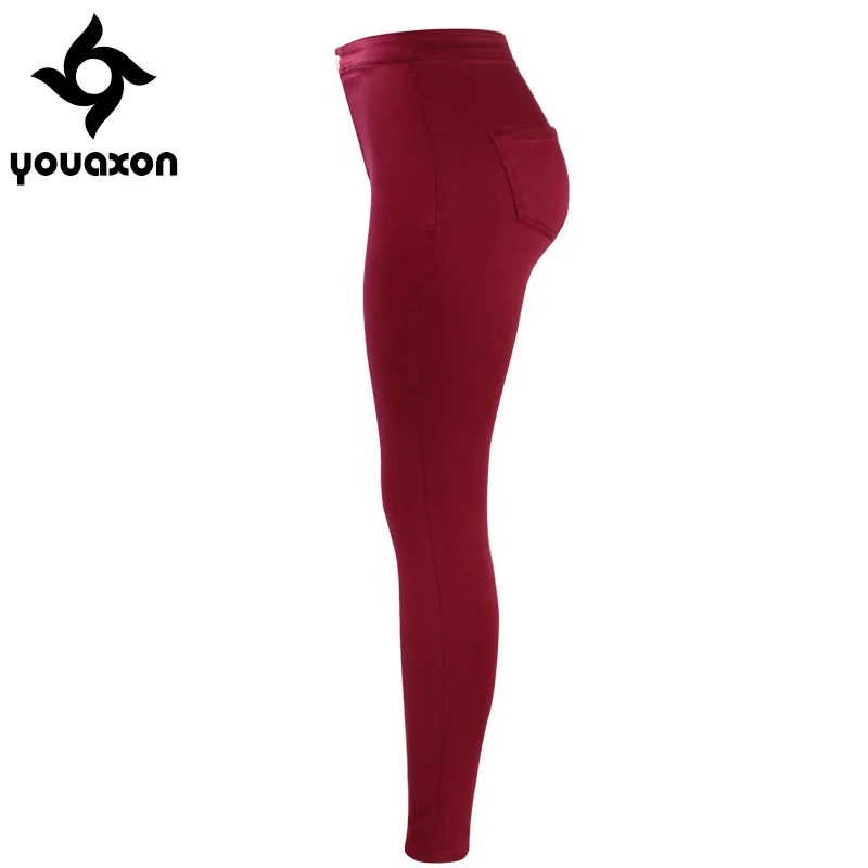 2038 Youaxon женские высокие уличные красные узкие джинсы с высокой талией, джинсы для женщин